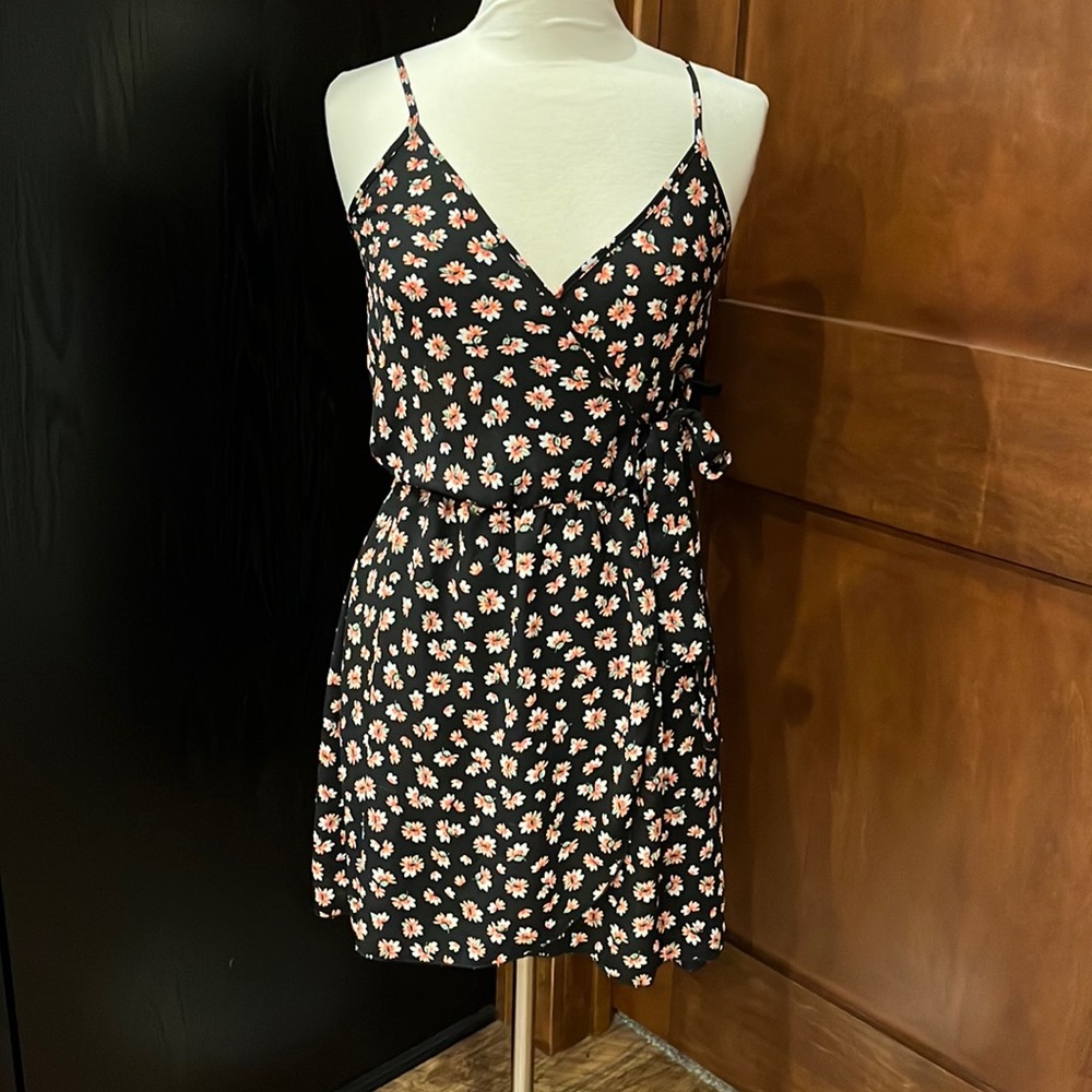Black flowered spaghetti strapped dress